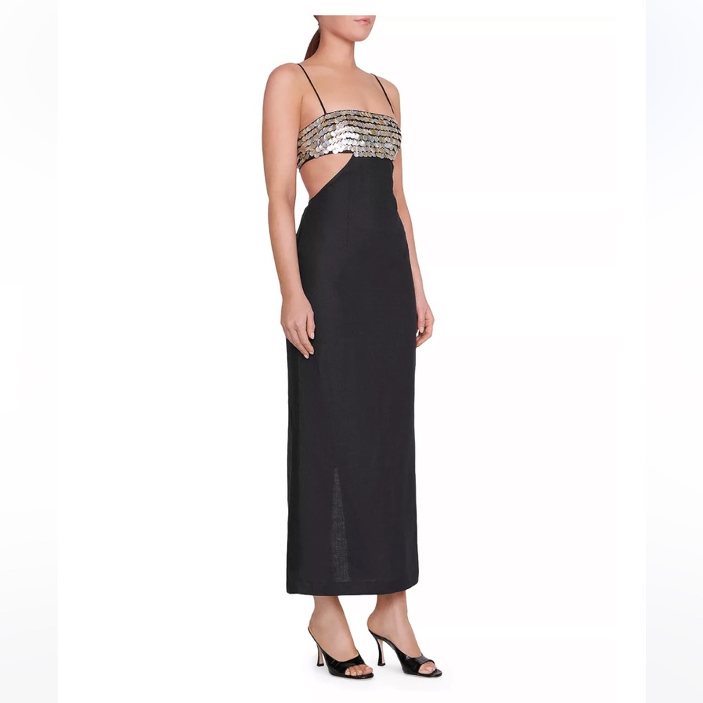 Staud Jada Embellished Linen Maxi Dress Size 2.